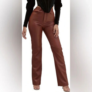 NWOT House of CB Inaya Stretch Vegan Leather Trousers in Brown - size S